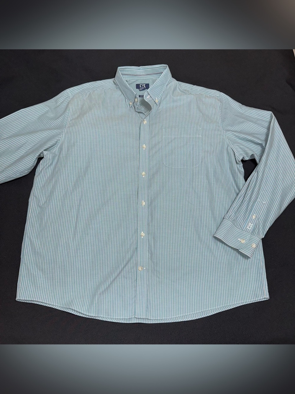Cutter & Buck Classic Men's Green & gray Stripe Button-Down Shirt XXL